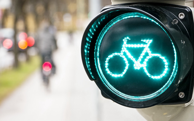 Traffic light bicycle street corner free wallpaper for desktop - medium preview image