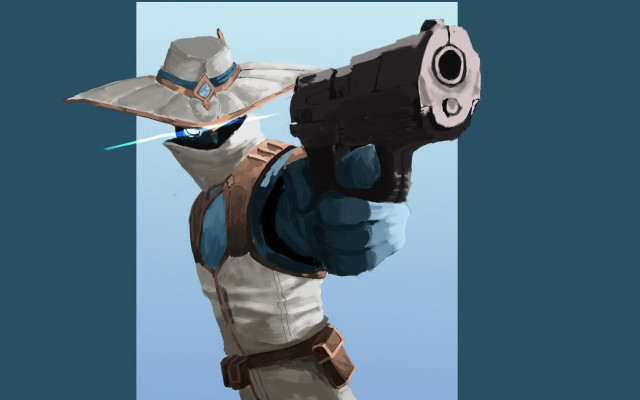 Man in white suit aiming free wallpaper for desktop - medium preview image