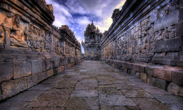 Stone walkway sky background clouds free wallpaper for desktop - medium preview image