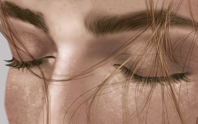 Hyperrealistic woman eyes long lashes free wallpaper for desktop - medium preview image