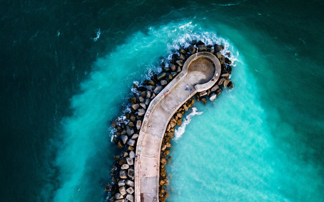 Long pier ocean bubble planet free wallpaper for desktop - medium preview image