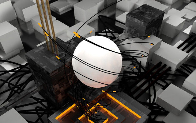 White ball black yellow wires free wallpaper for desktop - medium preview image
