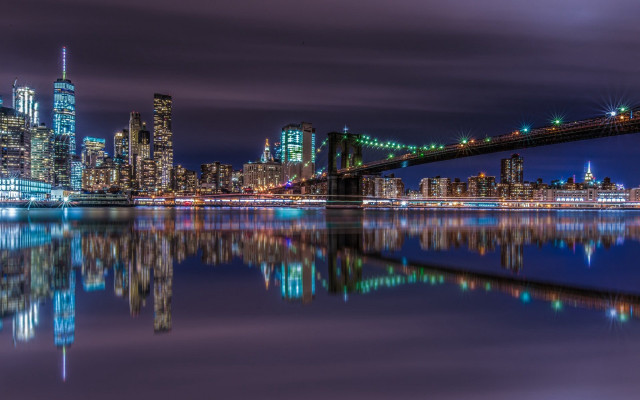 City skyline bridge river night #83 free wallpaper for desktop - medium preview image
