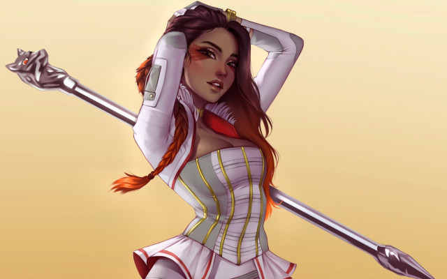 Cosplay woman sword cat braid free wallpaper for desktop - medium preview image