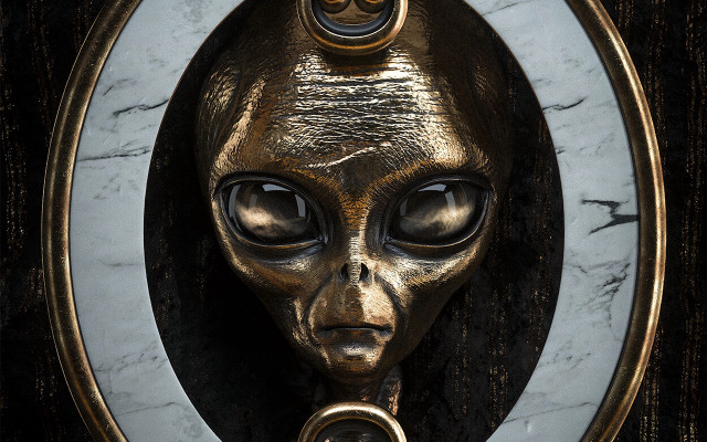 Golden alien head marble gold free wallpaper for desktop - medium preview image