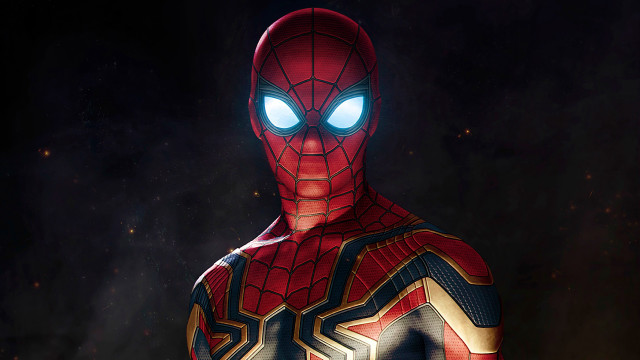 Spiderman glowing eyes starry sky free wallpaper for desktop - medium preview image