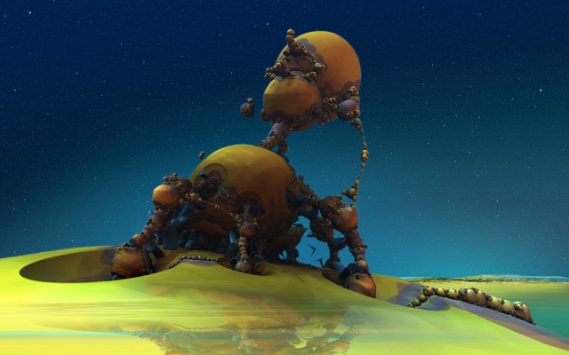 Strange creature hill night stars free wallpaper for desktop - medium preview image