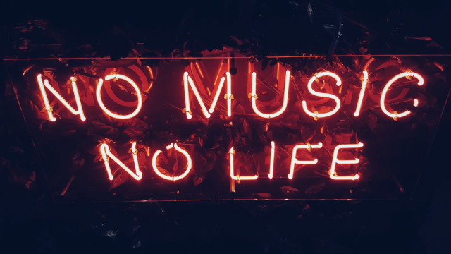 Neon sign no music no free wallpaper for desktop - medium preview image