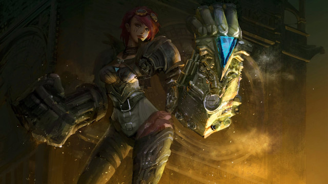 Futuristic woman giant object glowing free wallpaper for desktop - medium preview image