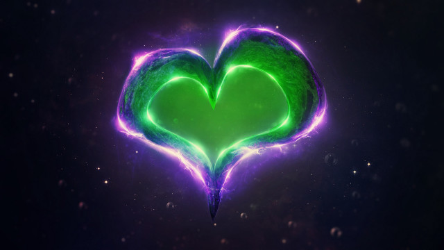 Neon heart glow stars aurora free wallpaper for desktop - medium preview image