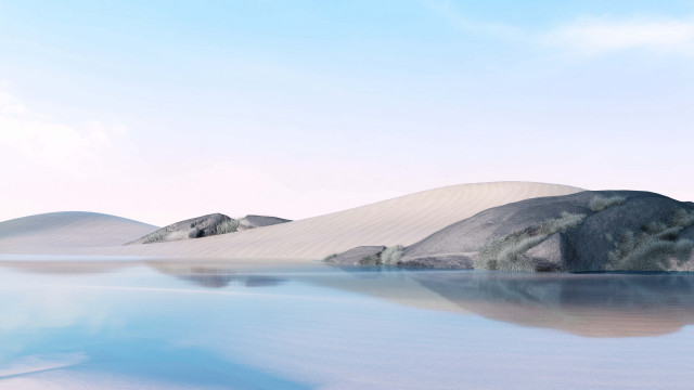 Lake mountains rocks sky clouds free wallpaper for desktop - medium preview image