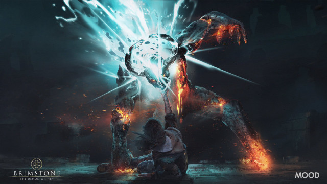 Dinosaurs battle fire smoke embers free wallpaper for desktop - medium preview image