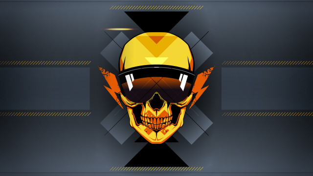 Skull helmet flame triangle vector free wallpaper for desktop - medium preview image
