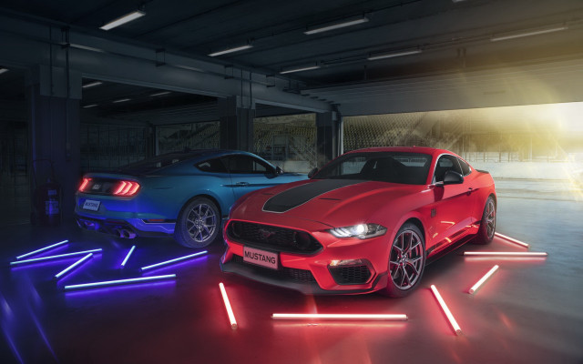 Parking garage neon lit cars free wallpaper for desktop - medium preview image