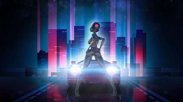 Futuristic woman neon city cyberpunk #7 free wallpaper for desktop - medium preview image