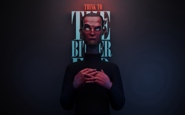 Creepy man neon sign portrait free wallpaper for desktop - medium preview image