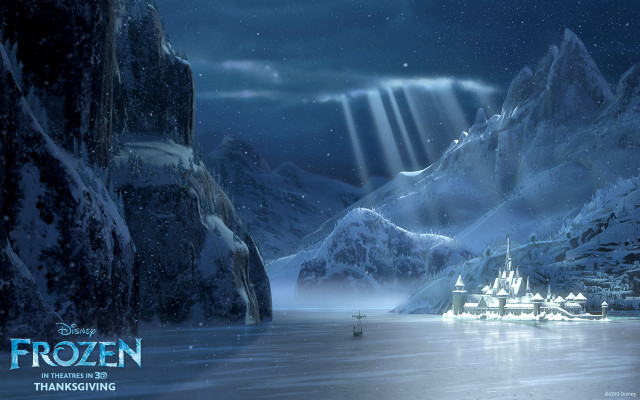 Frozen lake castle waterfall background free wallpaper for desktop - medium preview image