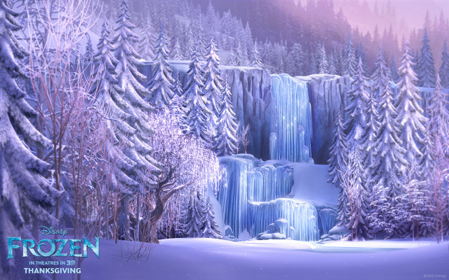 Frozen waterfall forest winter nature free wallpaper for desktop - medium preview image