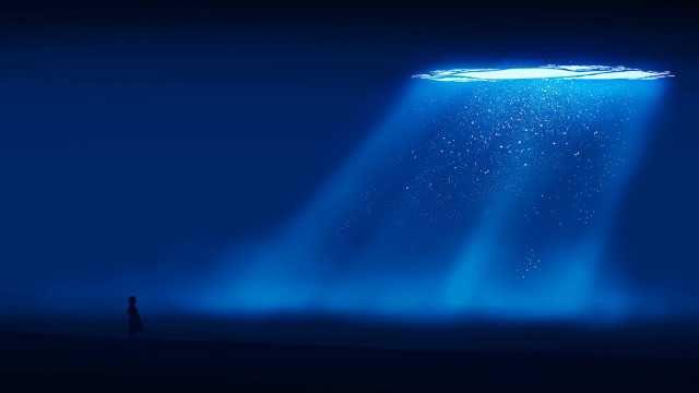 Blue light man sky moon free wallpaper for desktop - medium preview image