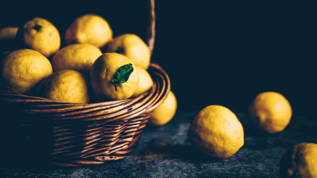 Lemon basket stilllife moonlight food free wallpaper for desktop - medium preview image