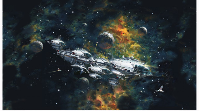 Space shuttle stars planets aurora free wallpaper for desktop - medium preview image