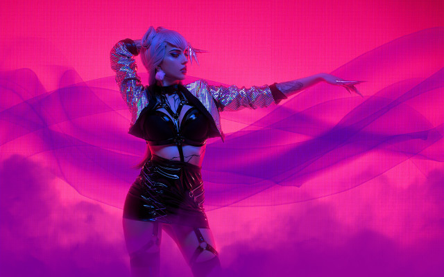 Pink synthwave hologram elsa bleda free wallpaper for desktop - medium preview image