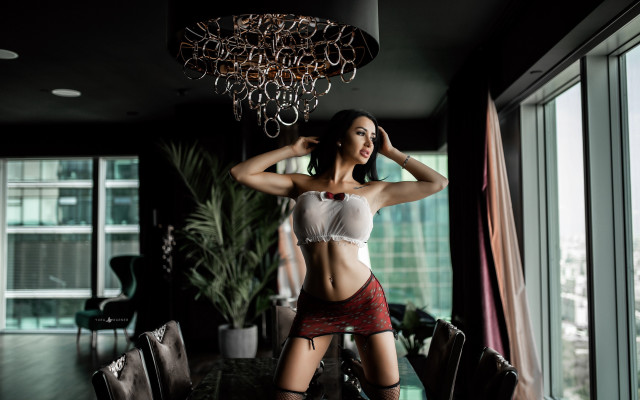 Woman skirt highheels chandelier fashion free wallpaper for desktop - medium preview image