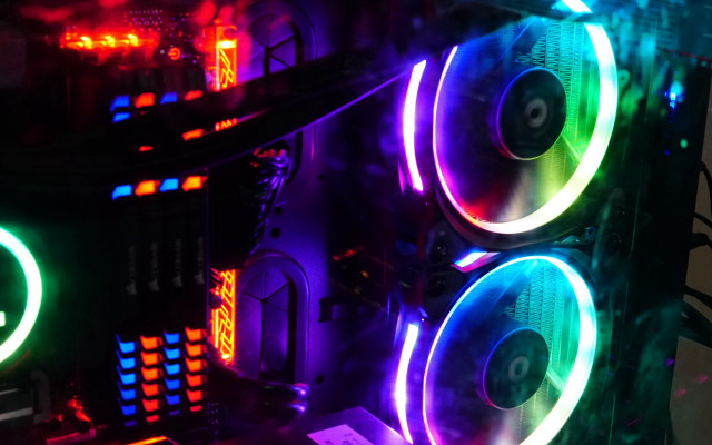 Computer case neon fan logo free wallpaper for desktop - medium preview image