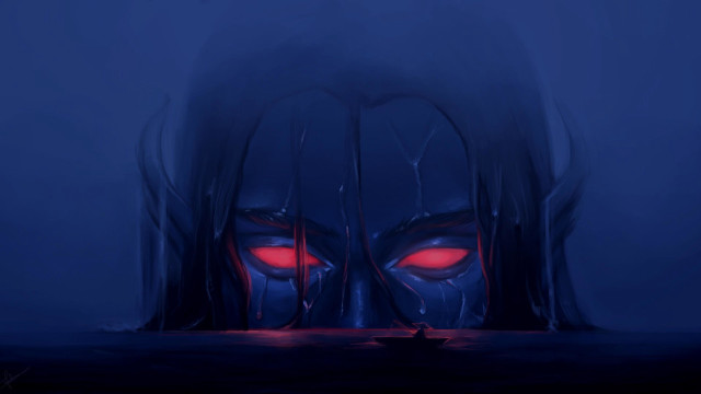 Demonic face red eyes dark free wallpaper for desktop - medium preview image
