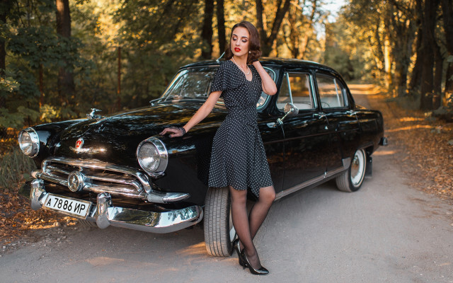 Woman dress car woods cigarette free wallpaper for desktop - medium preview image