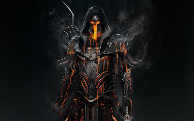 Man black armor sword flame free wallpaper for desktop - medium preview image