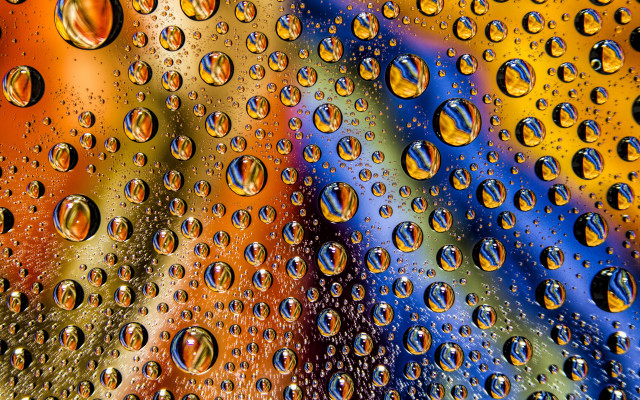 Water droplets rainbow background macro free wallpaper for desktop - medium preview image