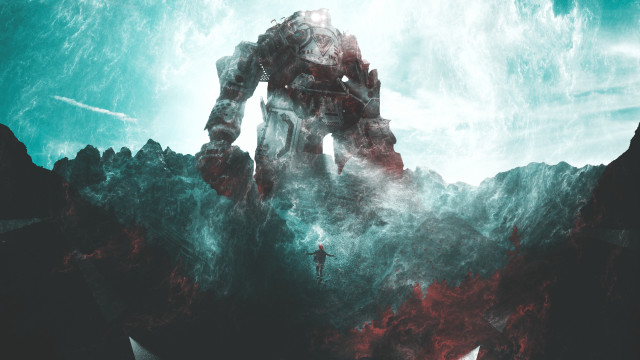 Giant robot mountain sky man free wallpaper for desktop - medium preview image