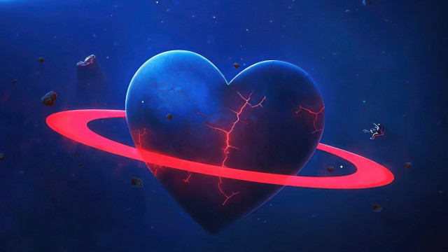 Heart ring space stars planets free wallpaper for desktop - medium preview image