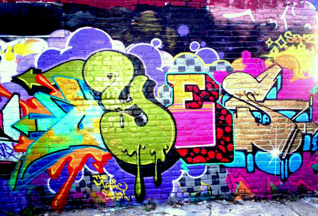 Graffiti wall fire hydrant person free wallpaper for desktop - medium preview image