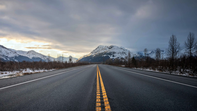 Mountain road sunset lake city #2 free wallpaper for desktop - medium preview image