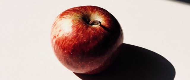 Red apple white table shadow free wallpaper for desktop - medium preview image