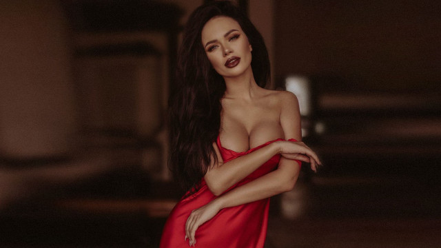 Red dress romanticism elina karimova free wallpaper for desktop - medium preview image