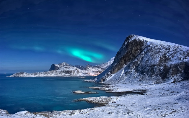 Mountain lake green aurora space free wallpaper for desktop - medium preview image