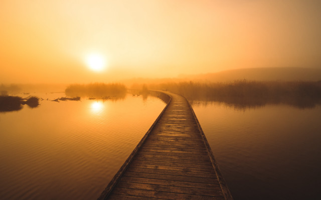 Dusk dock boat sky mountains free wallpaper for desktop - medium preview image