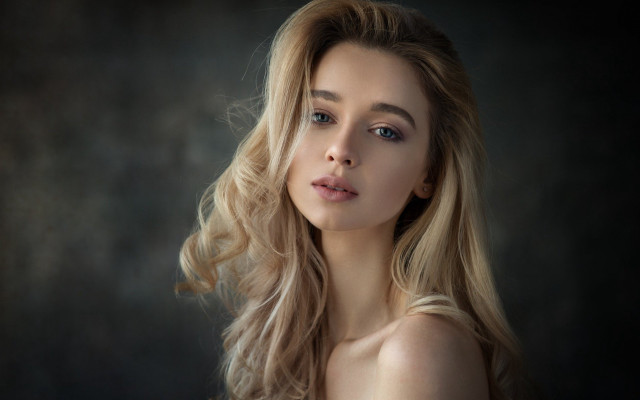 Blonde woman portrait blue eyes #2 free wallpaper for desktop - medium preview image