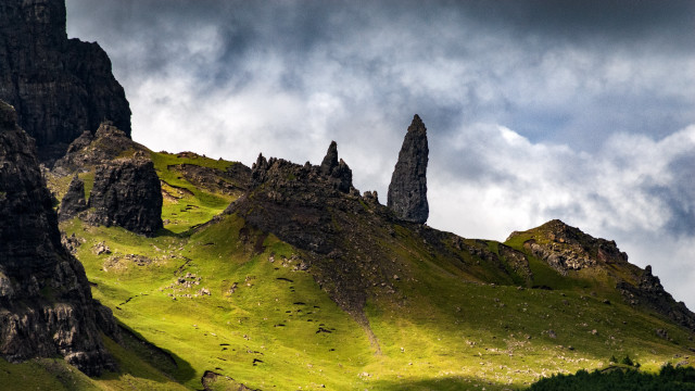 Mountain rock formation cloudy sky free wallpaper for desktop - medium preview image