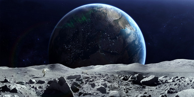 Earth moon view man walking free wallpaper for desktop - medium preview image