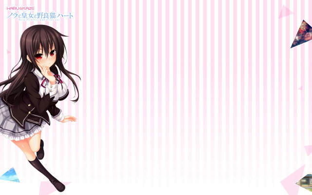 Girl schooluniform pinkbackground anime blush free wallpaper for desktop - medium preview image