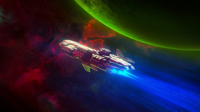 Space ship colorful space planet free wallpaper for desktop - medium preview image
