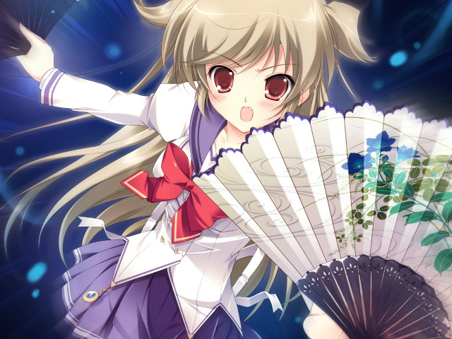 Woman holding fan dress bow #2 free wallpaper for desktop - medium preview image