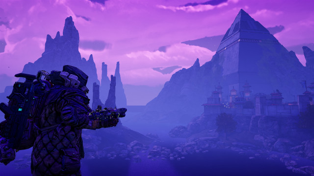 Man purple sky mountains castle free wallpaper for desktop - medium preview image