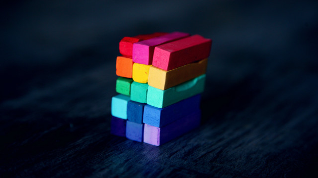 Colorful blocks table blue light free wallpaper for desktop - medium preview image