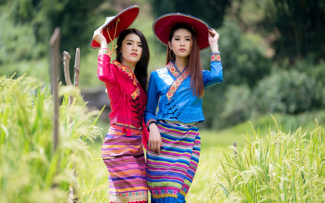 Colorful girls field hat jigsaw free wallpaper for desktop - medium preview image