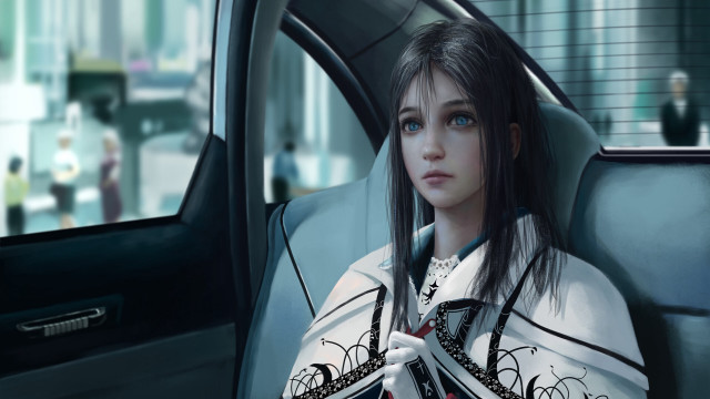 Woman car white shirt black free wallpaper for desktop - medium preview image